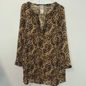 Chico’s Sheer Leopard Paisley Print Tunic Embellished V-Neck Women’s Sz 1 M 8
